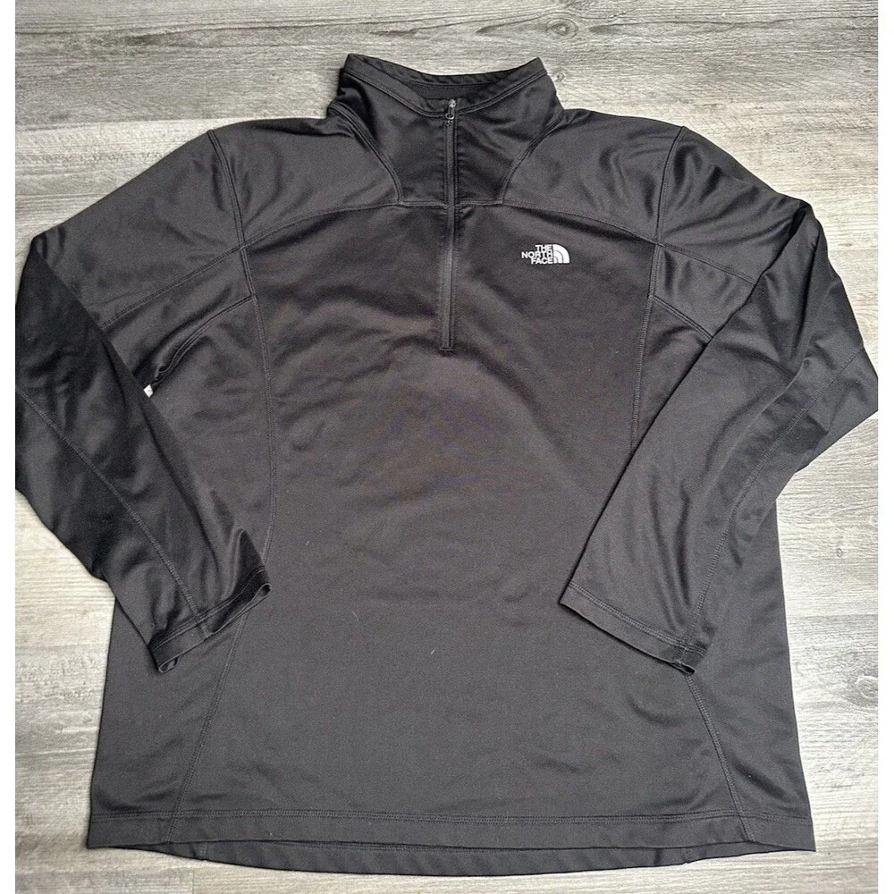 The North Face Mens Black Quarter Zip Pullover Fleece Jacket Size XL